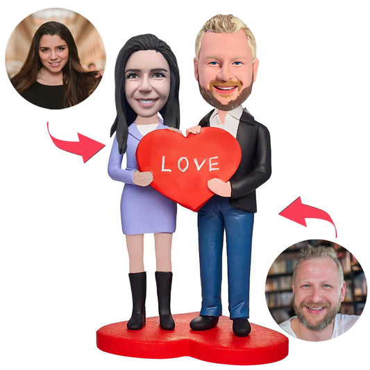 Happy Couple Love Heart Custom Bobbleheads