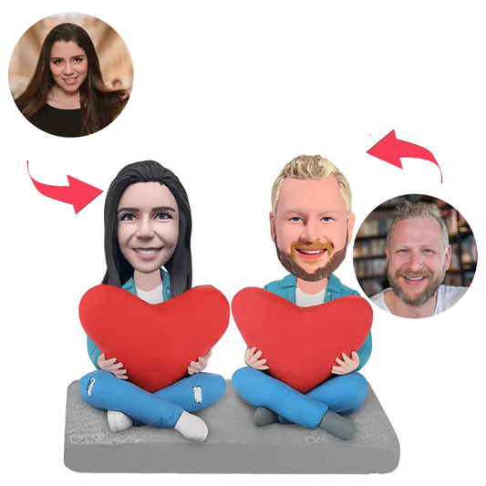 Heart Couple Custom Bobbleheads