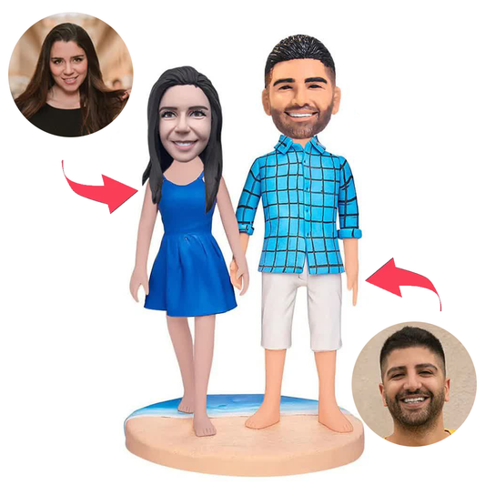 Happy Love Couple Beach Couple Custom Bobbleheads