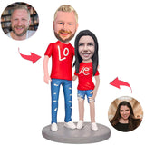 Love Couple Wearing Couple Shirts Custom Bobbleheads