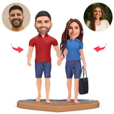 Couple on The Beach Custom Bobblehead With Engraved Text