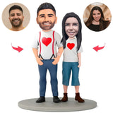 Overalls Couple Clothes Custom Bobblehead With Engraved Text