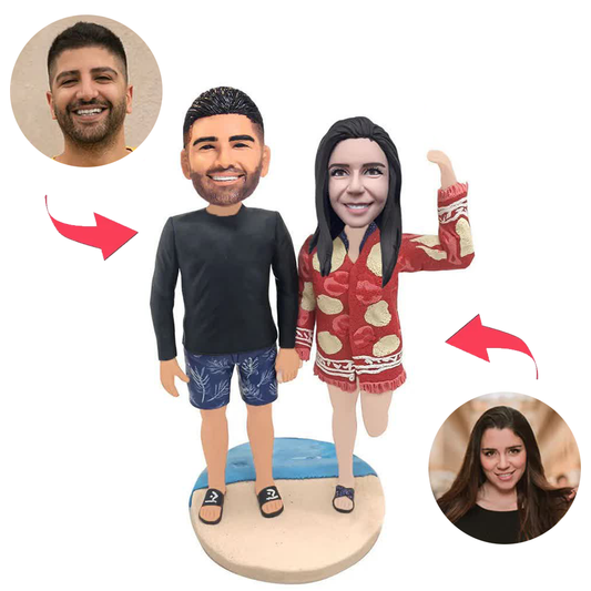 Leisure Beach Couple Custom Bobblehead