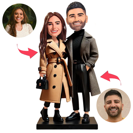 Woman Carrying Bag Couple Custom Bobbleheads