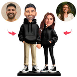 Black Couple Hoodies Custom Couple Bobbleheads