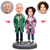 Fashion Casual Couple Wearing Long Coat Custom Bobbleheads