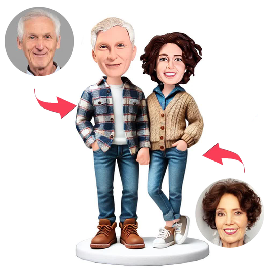 Elderly Couple in Sweaters Custom Bobbleheads