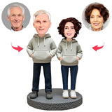 Old Couple Wearing Sweatshirts Custom Bobbleheads