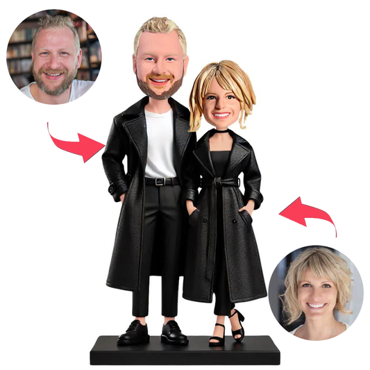 Handsome Couple Wearing Jackets Custom Bobbleheads