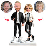 Handsome Couple in Autumn Clothing Custom Bobbleheads