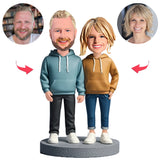 Fashion Couple Wearing Hoodies Custom Bobbleheads