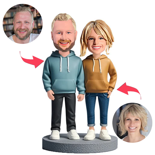Fashion Couple Wearing Hoodies Custom Bobbleheads