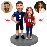 Football Couple Player Custom Bobbleheads