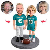 Miami Dolphins Football Player Couple Custom Bobbleheads