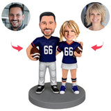 Number 66 Football Couple Player Custom Bobbleheads