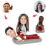 Lady Riding Man Humorous Couple Custom Bobbleheads