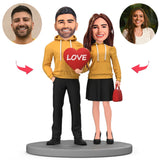 Couple Wearing Yellow Couple Clothes Custom Bobbleheads