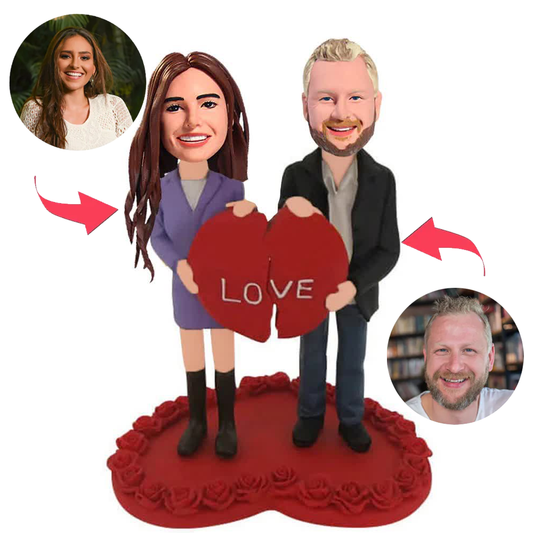 Couple Stitching Love Heart Custom Bobbleheads