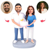 Couple Holding Birthday Cake Custom Bobbleheads