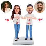 LOVE Heart Gesture Couple Custom Bobbleheads