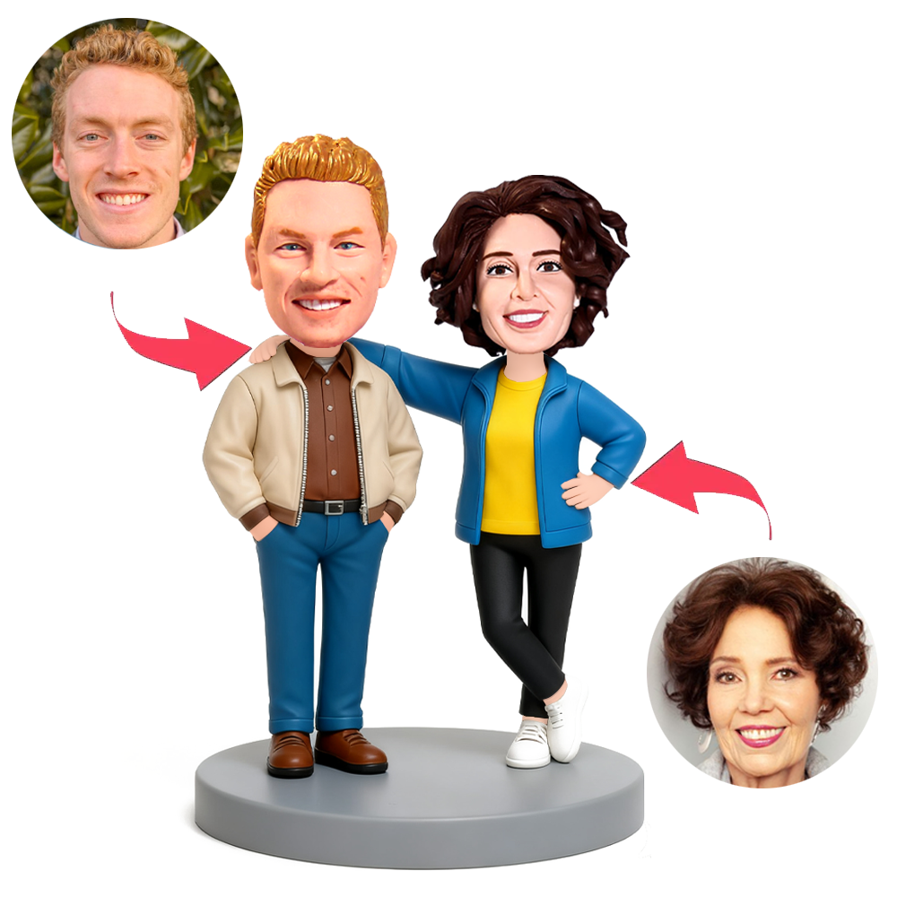 Couples Standing Casually Custom Bobbleheads