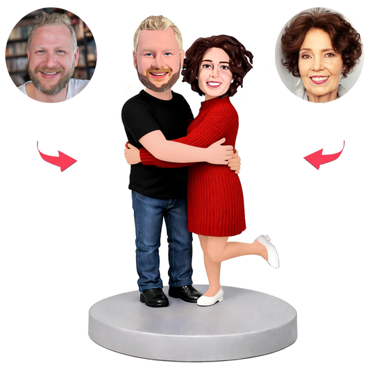 Couples Embracing Tightly Custom Bobbleheads