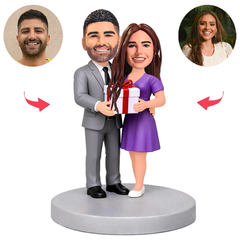 Couple Holding Gift Boxes Custom Bobbleheads