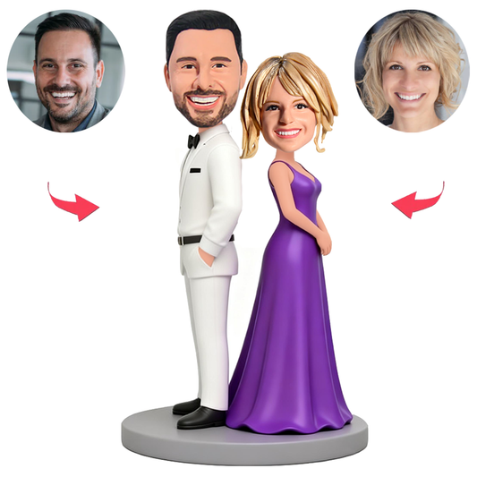 Happy Couple Back To Back Custom Bobbleheads