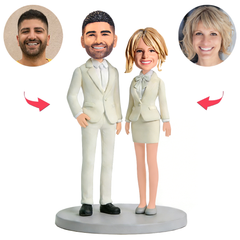 Business Elite Couple Wearing White Suits Custom Bobbleheads