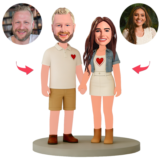 Leisurely Couple Holding Hands Custom Bobbleheads