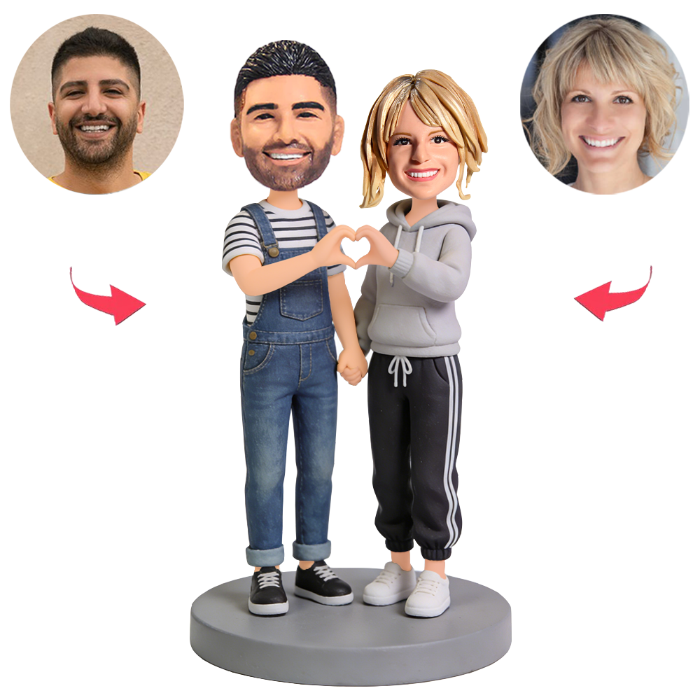 Loving Couple Made Heart Shapes With Their Hands. Custom Bobbleheads