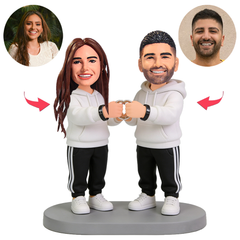 Couple Holding Double Rings Custom Bobbleheads