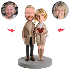 Khaki Trench Coats For Stylish Couples Custom Bobbleheads