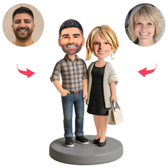 Couple Carrying Shopping Bags Custom Bobbleheads