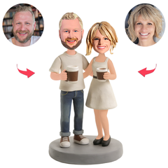 Lovers Holding Coffee Custom Bobbleheads