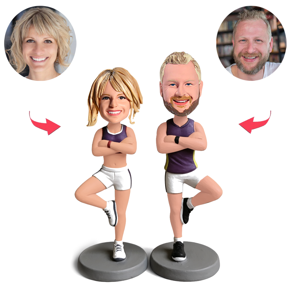 Purple Tracksuit Couple Yoga Custom Bobbleheads