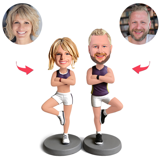 Purple Tracksuit Couple Yoga Custom Bobbleheads