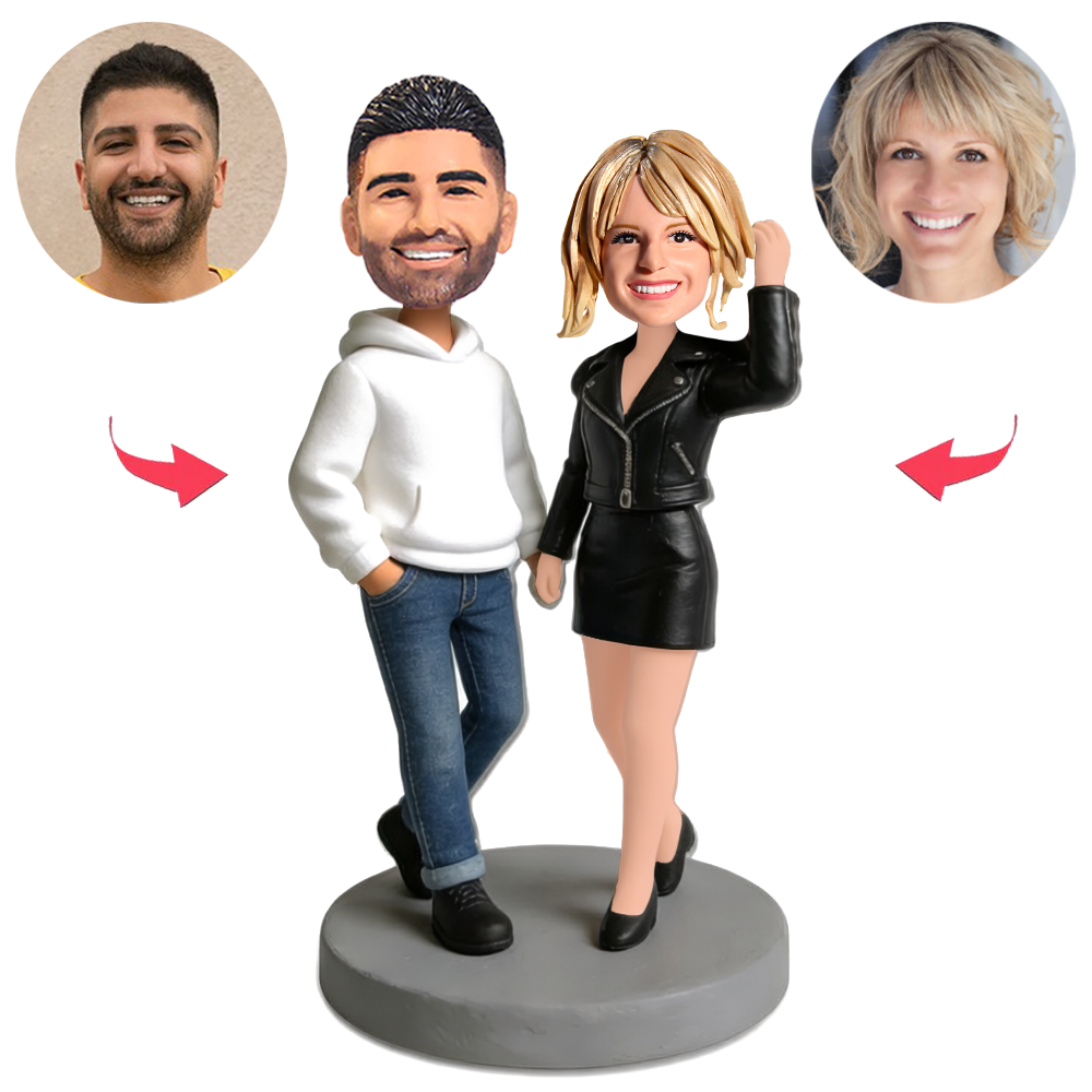 A Stylish Laid-Back Couple Custom Bobbleheads