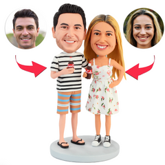 Couples Wearing Simple Love Outfits Custom Bobbleheads
