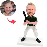 Baseball Player Black Clothes Custom Bobbleheads Add Text