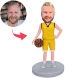Yellow Suit Basketball Player Custom Bobbleheads Add Text