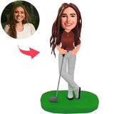 Female Golfer Custom Bobbleheads Add Text