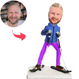 Man Skiing Custom Bobbleheads With Engraved Text