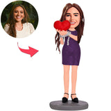 Woman Holding Heart While Wearing Chain Custom Bobbleheads Add Text