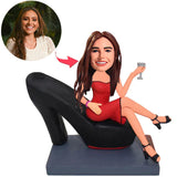 Woman Sitting on High Heels Custom Bobbleheads Add Text