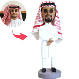 Business Man Middle East Rich Man Wearing Headscarf Custom Bobbleheads With Engraved Text