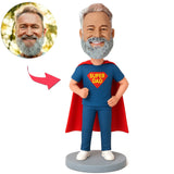 Blue Suit Super Dad Custom Bobbleheads