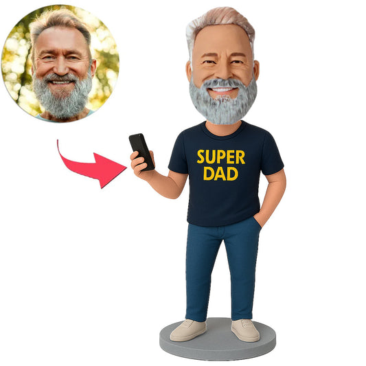 Super Dad with Phone Custom Bobbleheads