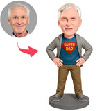 Super Dad with His Hands on His Hips Custom Bobbleheads