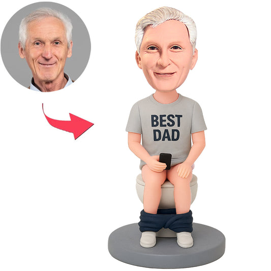 Best Dad Sit on Toilet with Phone Custom Bobbleheads
